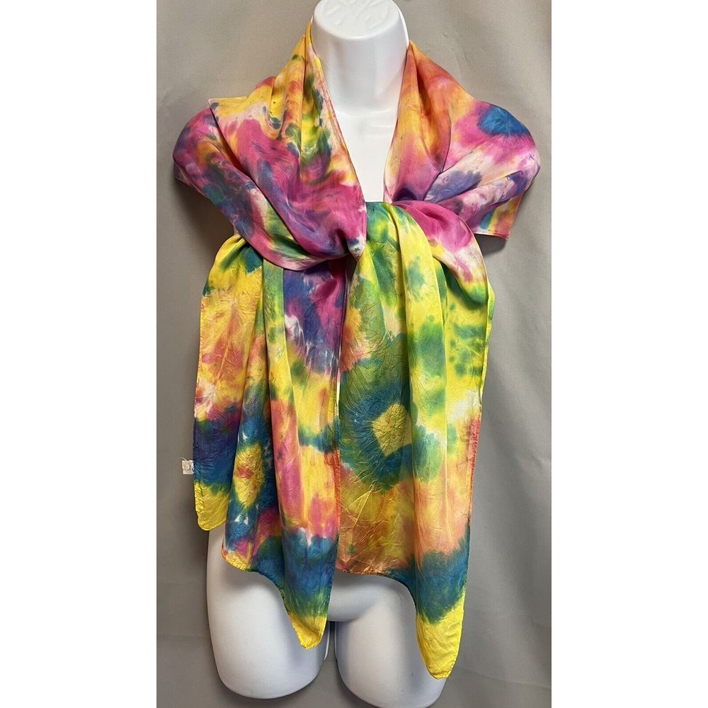 Multicolor Dyed Scarf 68"x14" 100% Silk